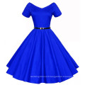 Womens Summer Sexy V-Neck Party Dresses 50s 60s Vintage Retro Style Ladies Rockabilly Swing Red Black Blue Sweetheart Prom Dress